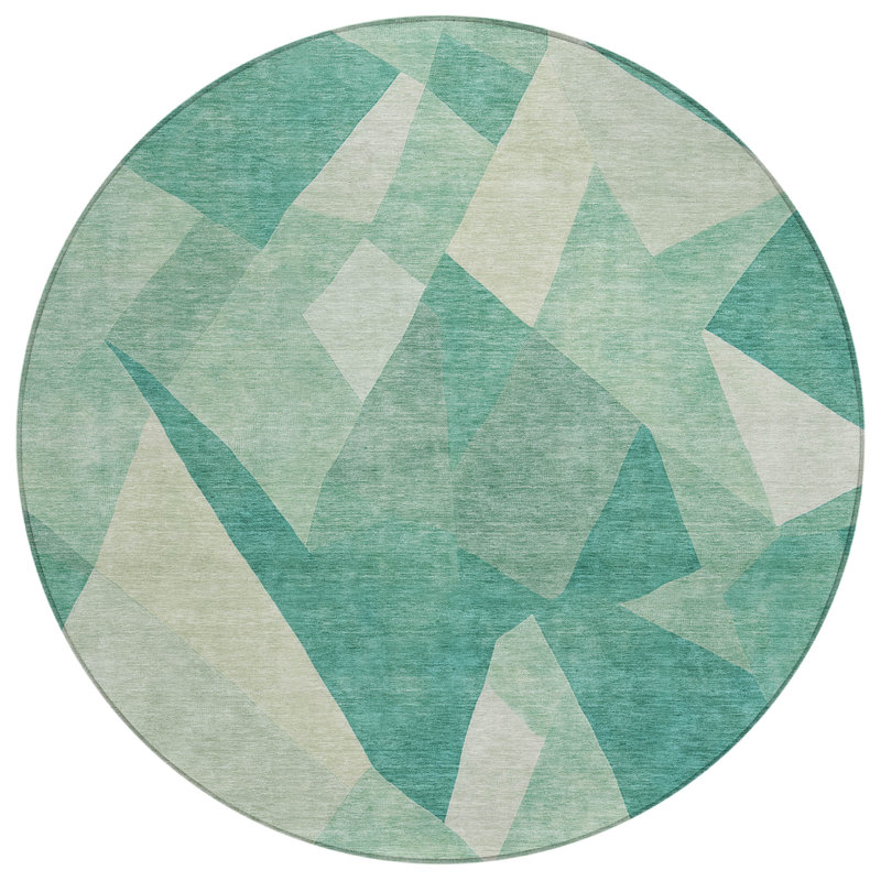 Machine Washable Indoor/Outdoor Kesler ACN2374 Abstract Rug, Round 8'