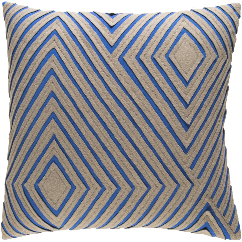 Denmark Geometric Cotton Pillow Cover, 20" H x 20" W x 0.25" D, Blue/Brown