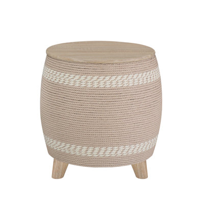 Baudelaire 18" Wide Round Striped Storage Ottoman by Bayou Breeze