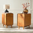 Elmaz MCM Solid Wood 1-Drawer And Legs End Table With Backside Magazine Rack Set of 2