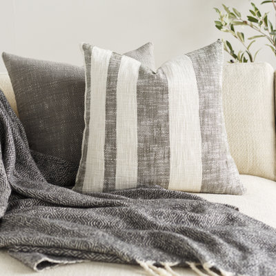 Striped Cotton Throw Pillow
