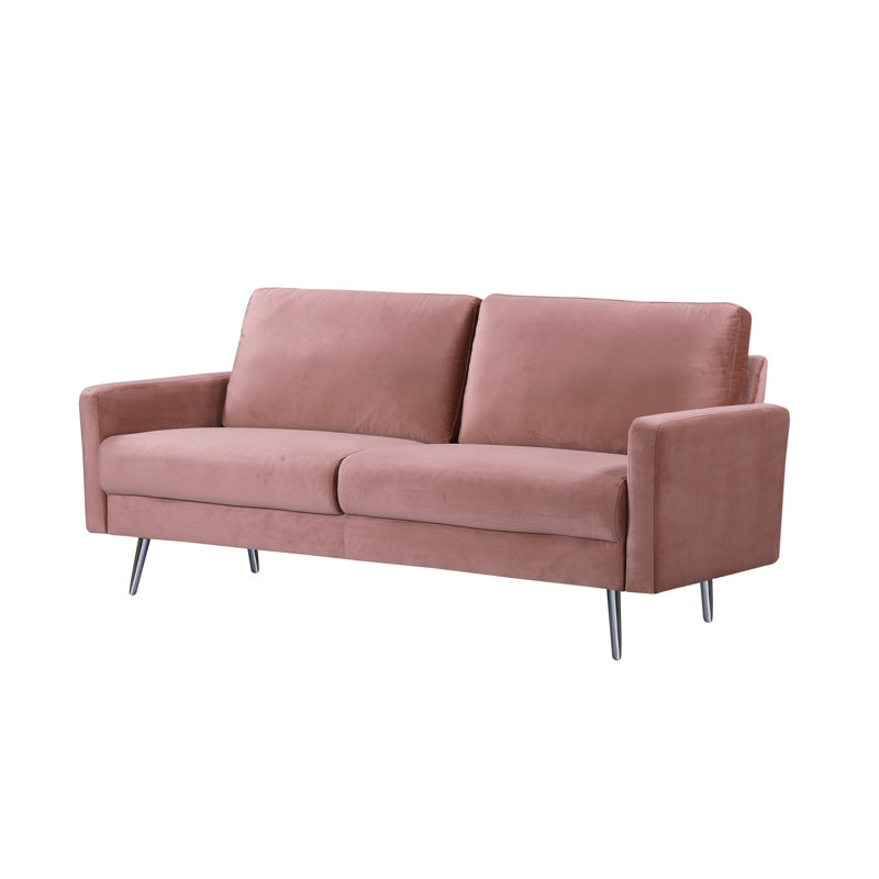 Barstow 74.02" Square Arm Sofa, Rose