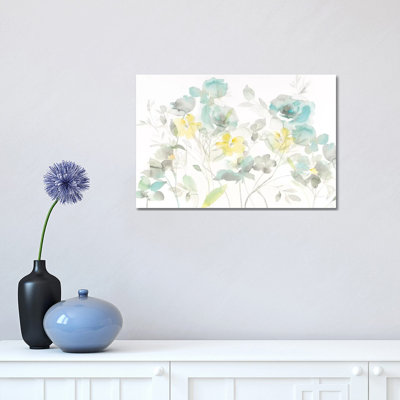 Aqua Roses Shadows by Danhui Nai - Wrapped Canvas Painting