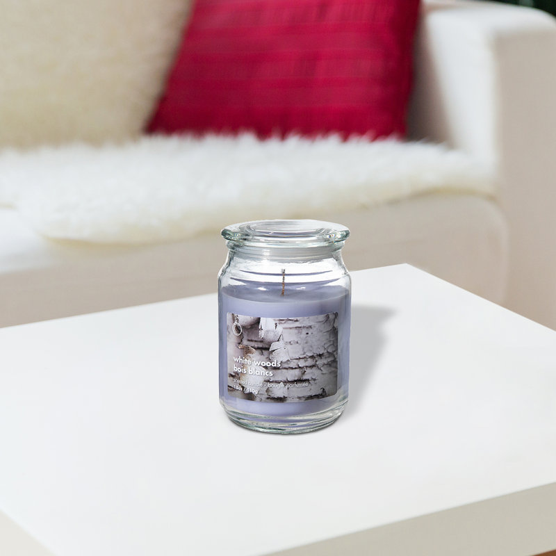 Pot parfumé 18 oz avec couvercle en bois blanc - ensemble de 2