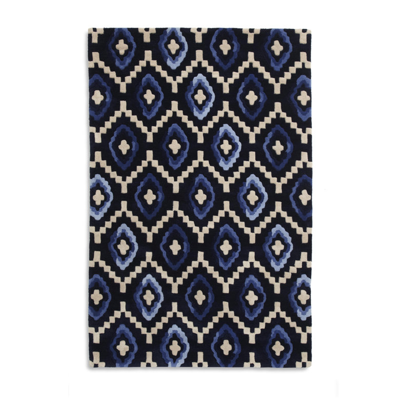 Geometric Wool Area Rug, Rectangle 120 x 170cm