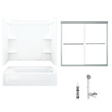 60" W x 73" H Frameless Rectangle Sliding Tub & Shower Kit with Towel Bar and Base Included