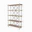 Étagère en bois vieilli 47 x 16,5 x 75 po à cinq niveaux avec découpes ornées, brun / blanc