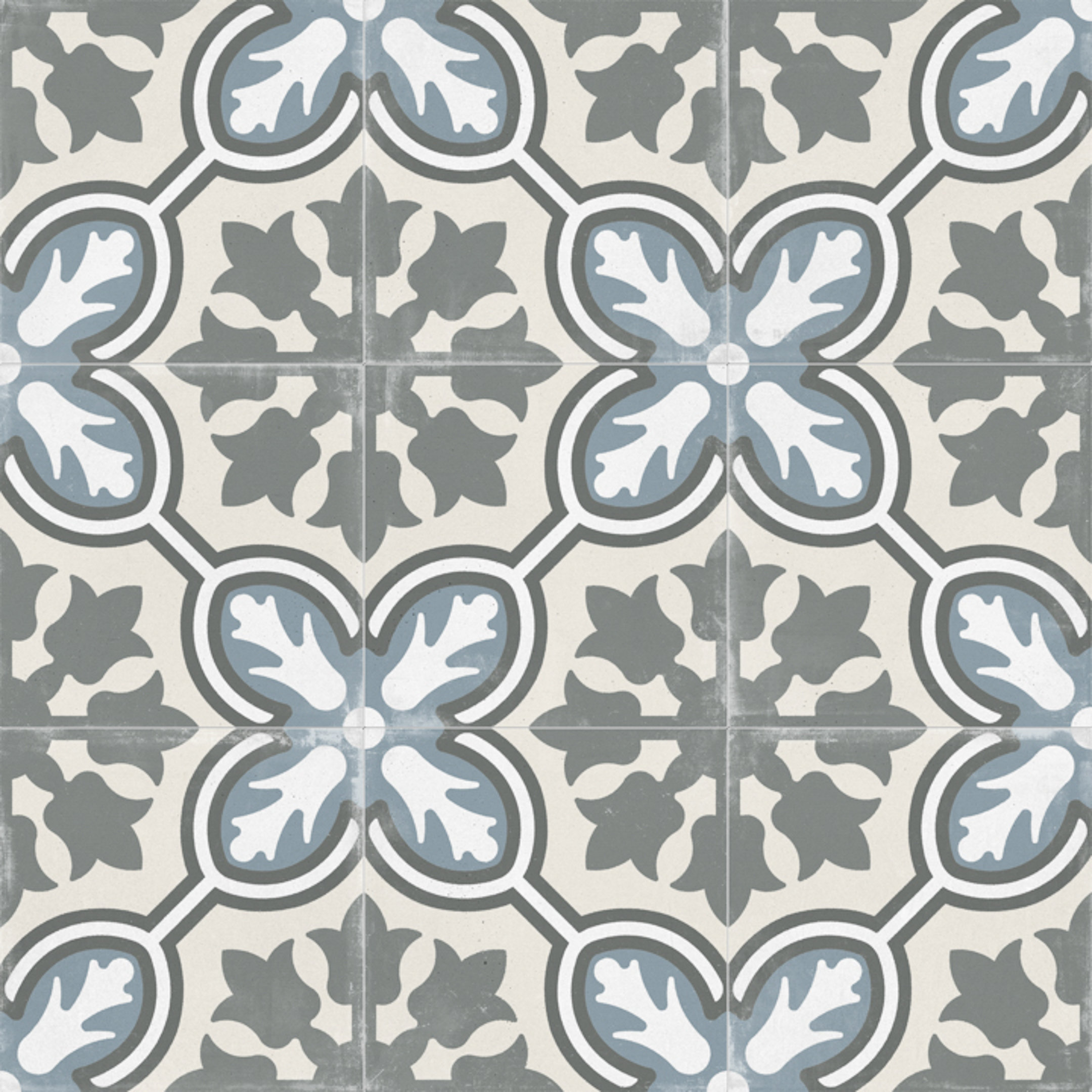 Vinyl Floor Mat With Decorative Tiles Pattern in Blue. Spanish