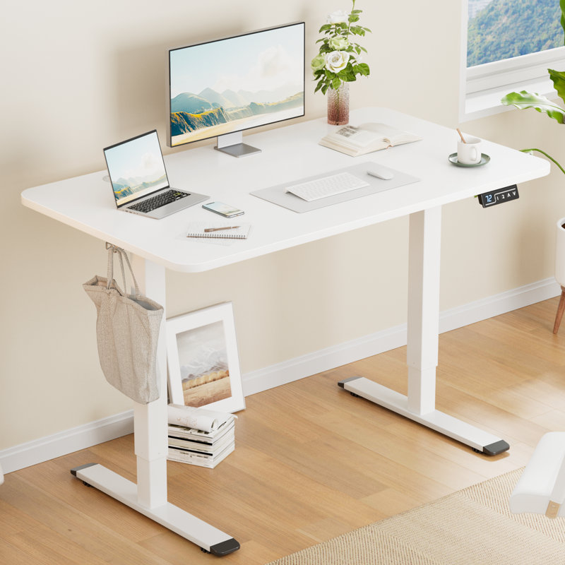 Putnam Height Adjustable Standing Desks, White/Black, 48" H x 47.25" W x 23.62" D