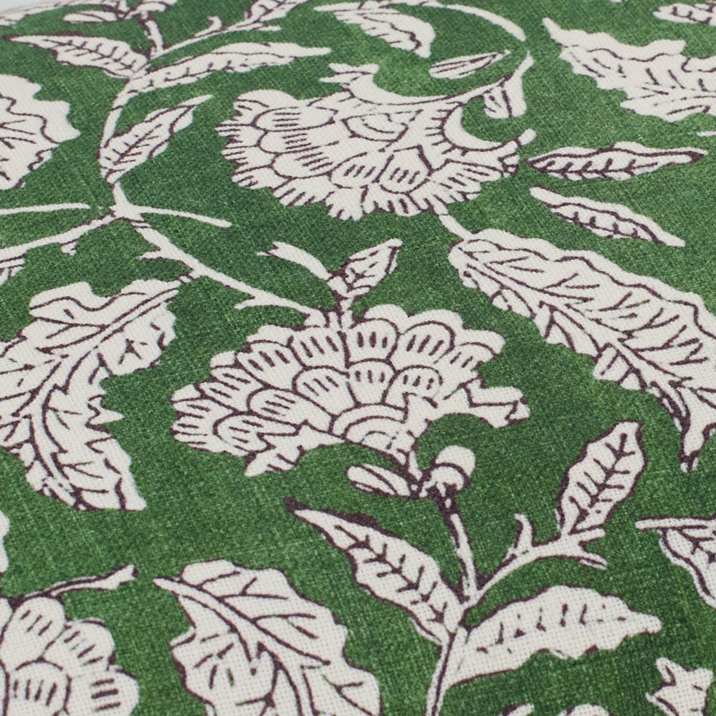 Coussin décoratif Caigan, Vert moyen / blanc, polyester
