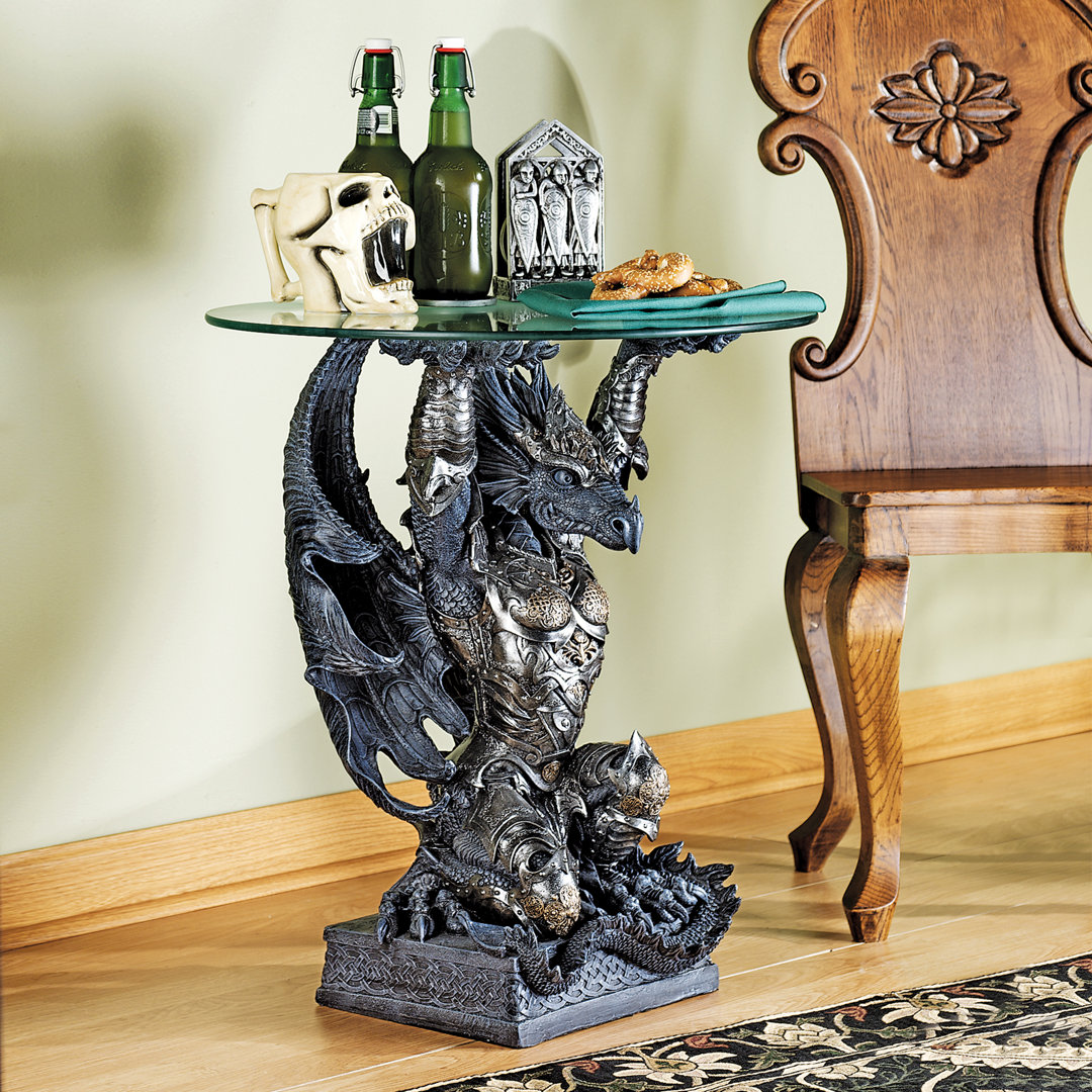 Warrior Dragon Figurine End Table Design Toscano