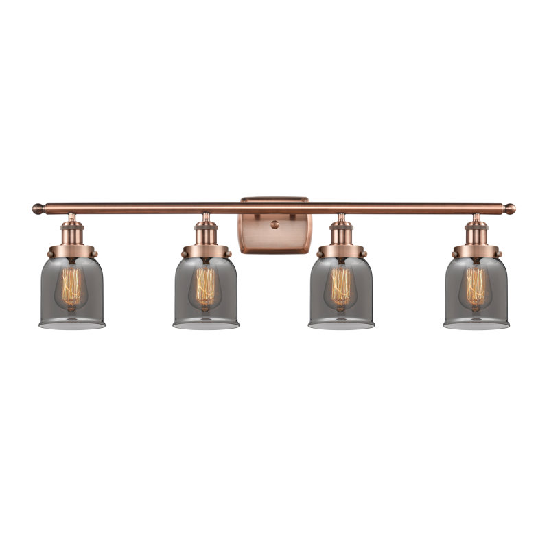 Éclairage pour meuble-lavabo 4 lumières 36 po Ballston Urban Bell, Cuivre antique, Incandescent, Plaqué couleur fumée