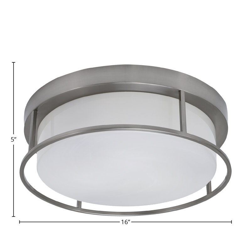 Plafonnier encastré avec verre en marbre blanc, Nickel brossé, H 5 po x l 16 po x P 16 po