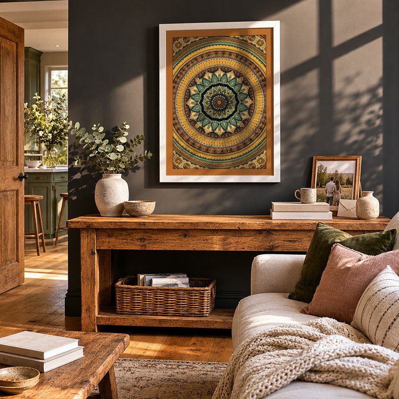 Sacred Geometry Geometric - Framed Print, A1 - 84.1 x 59.4 cm, White