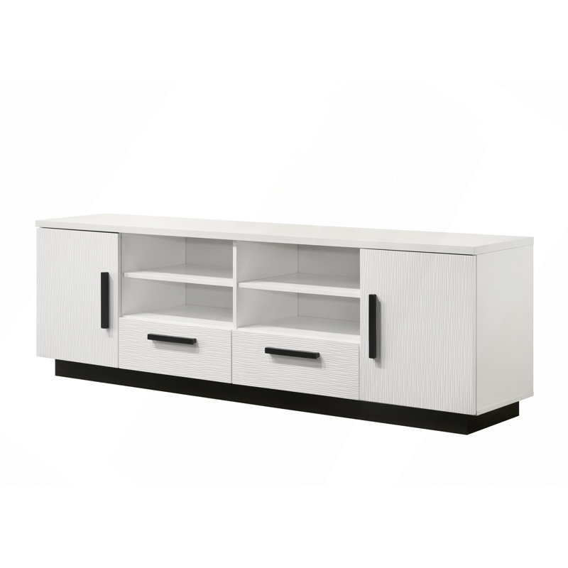 70.5" White Finish TV Stand With Drawers