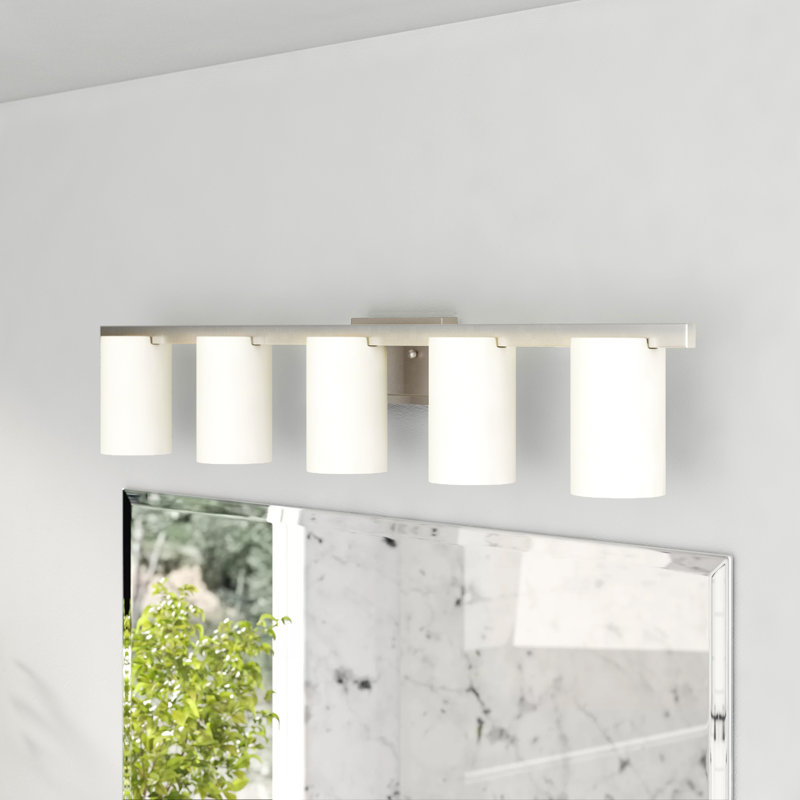 Éclairage pour salle de bain à intensité variable 5 lumières Delvin, Nickel brossé