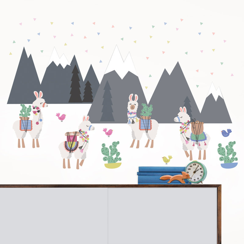 Décalcomanie murale à dossier llamas