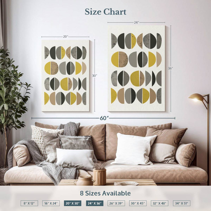 Cercles abstraits Avery Mid Century, H 36 po x l 24 po