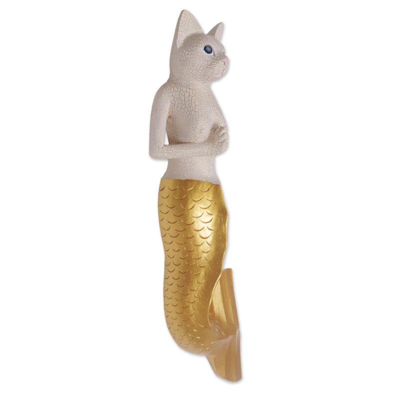 Mermaid Kitty Sculpture, Gray