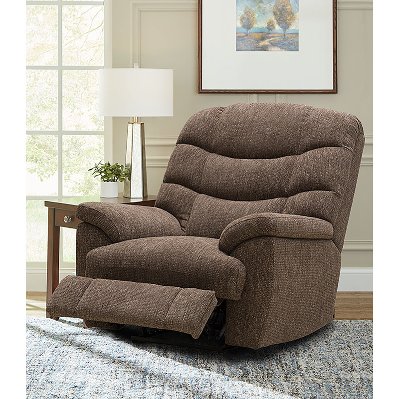 Fauteuil inclinable et oscillant rembourré Sondrea, Chocolat