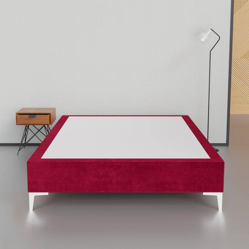 Cadre de lit / sommier en bois 15 po Marcijona, durable, élégant et multicolore, Double TG, Bourgogne