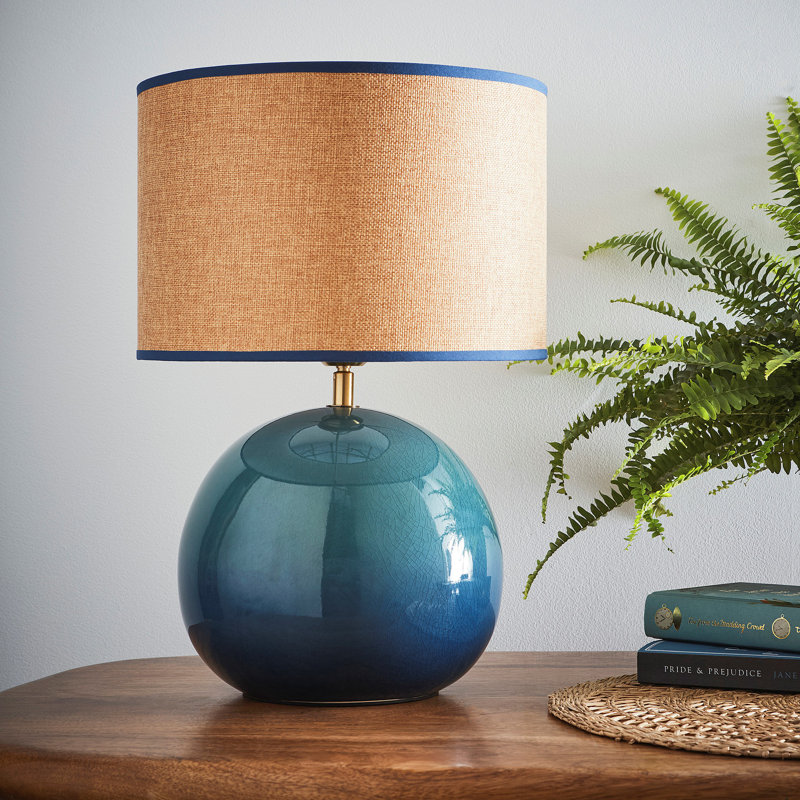 Ceramic & Fabric Table Lamp, Blue