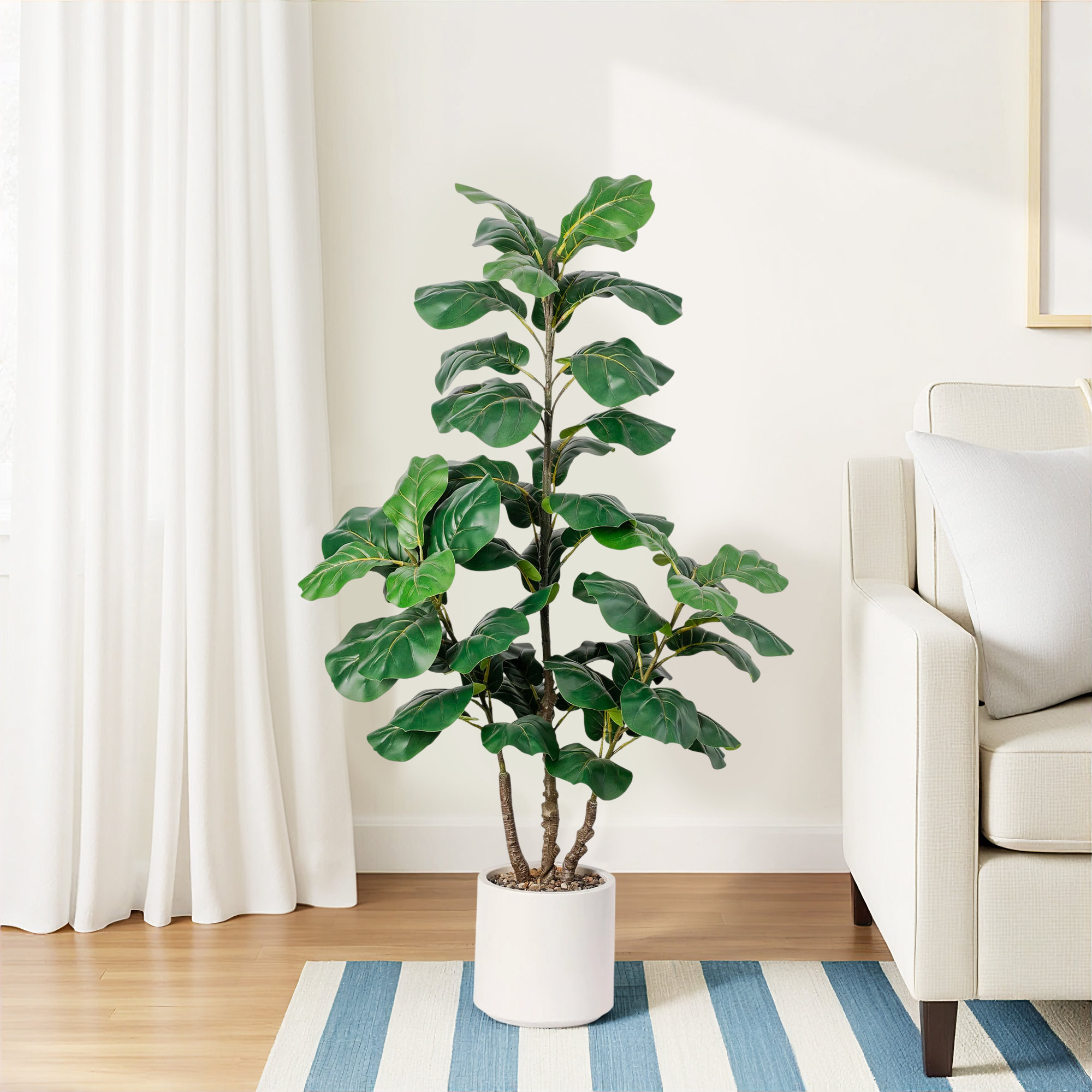 Faux Fiddle Leaf Fig Tree in Pot, 48''