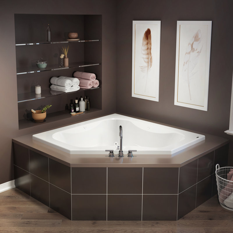 Marineo™ Chromatherapy 60" x 60" Drop in Soaking Bathtub, White