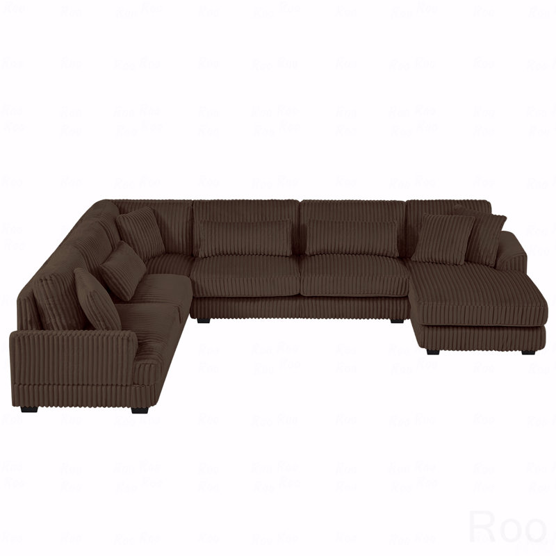 Basic Sectional Sofa, 129" Oversized  Sofa U-Shaped Sofa Couch Modern Sofa Upholstered In Soft Corduroy With A Chaise Lounge