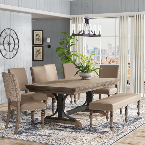 One Allium Way® Dasher Extendable Double Pedestal Dining Set & Reviews ...