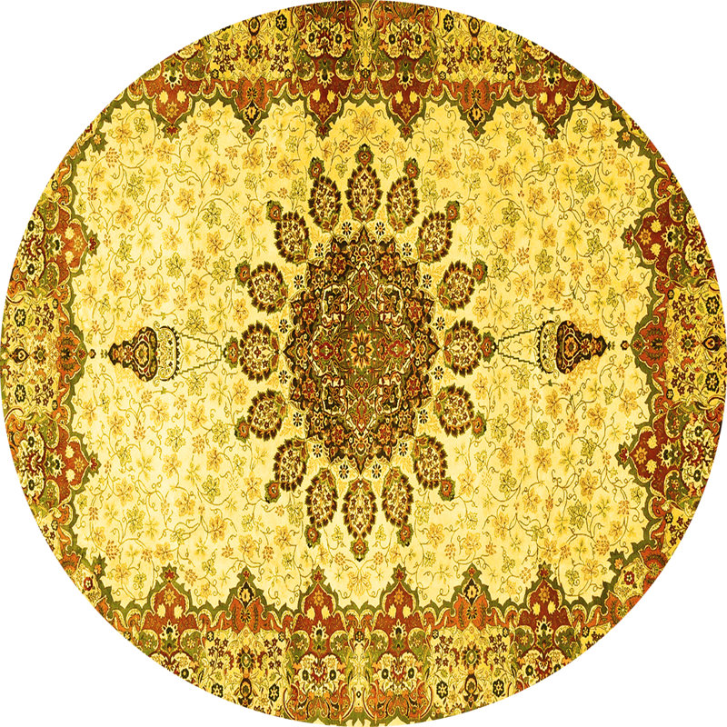 Washable Oriental Indoor Rug, Round 7'