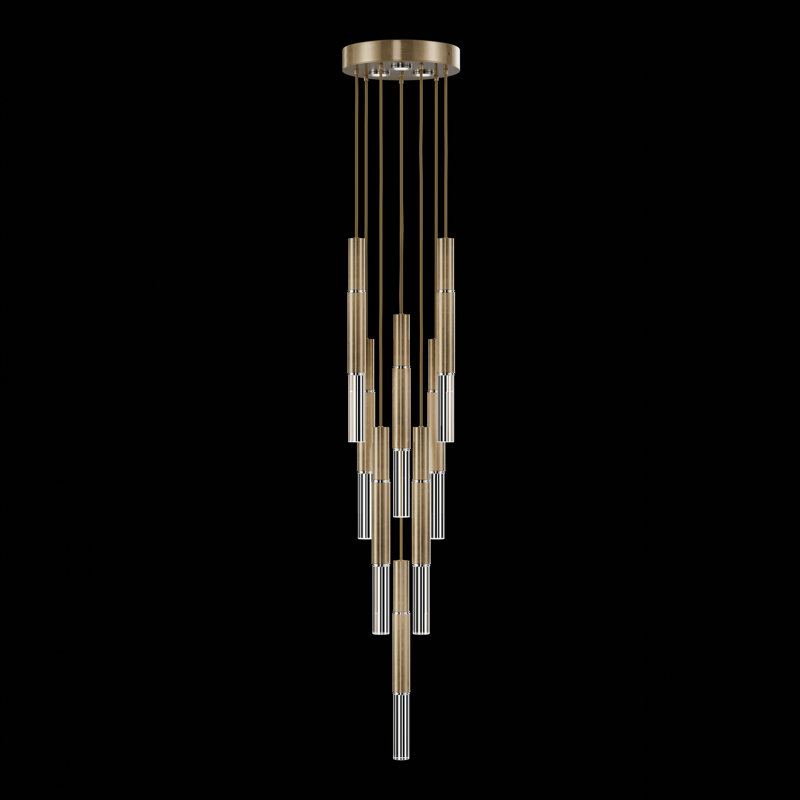 Luminaire suspendu rond l 16 po Antonia, Feuille d'or standard / nickel