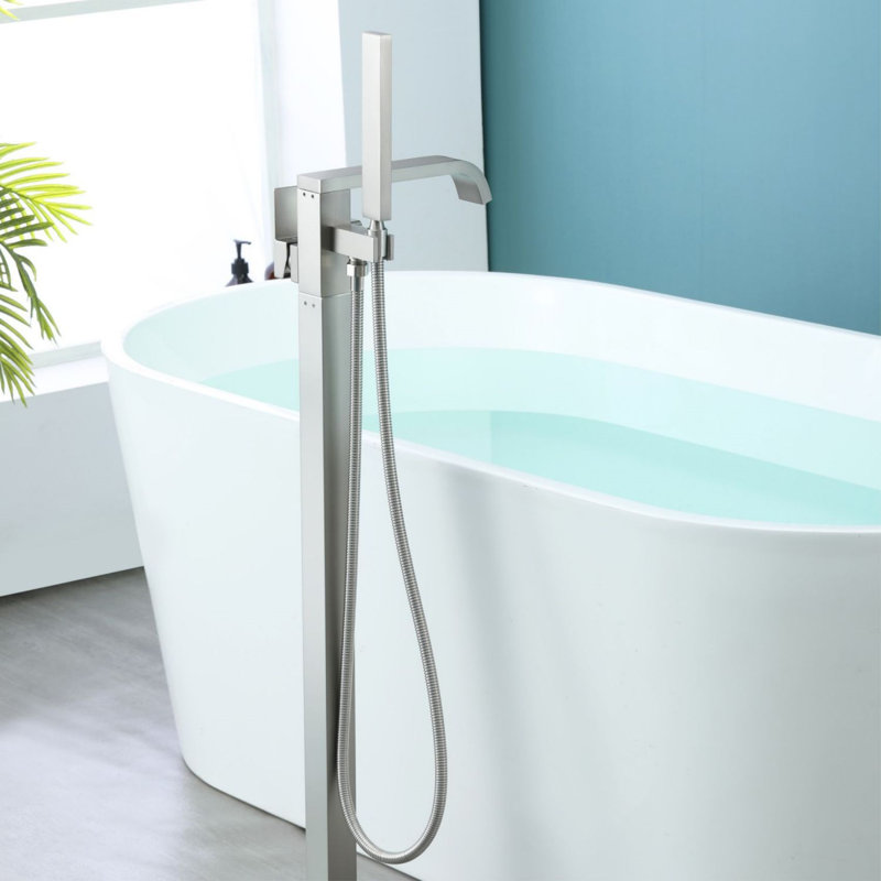 Floor Tub Spout with Diverter, Brushed Nickel