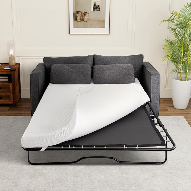 4" Cooling Gel Memory Foam Couch Bed Mattress Replacement, Fiberglass-Free & Machine Washable Cover(Sofa Not Included), Full