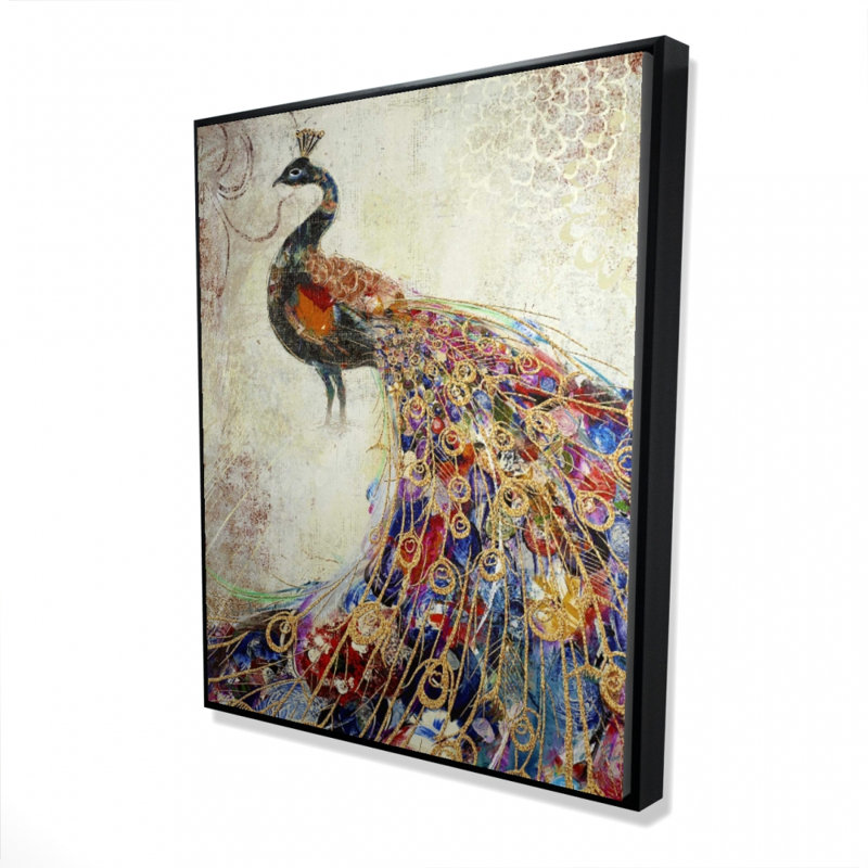 Impression de paon majestueux sur toile, H 60 po x l 48 po