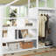 Lit mezzanine en métal avec escalier, rangement et garde-robe encastré en métal, blanc, conception stable, capacité de poids de 400 lb, sous la surface de 54,3 po pour les petites chambres de grande taille, support de tablettes, espace polyvalent-234409520-234409677