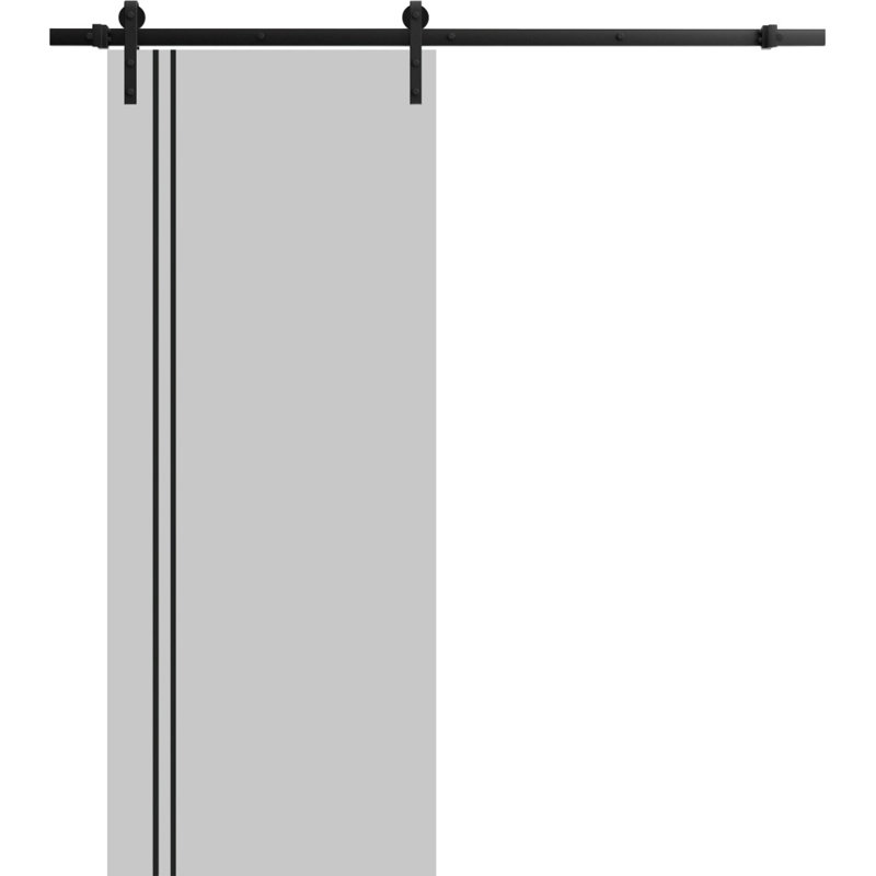 Porte de grange en bois massif massif, Gris mat, 32 po x 96 po