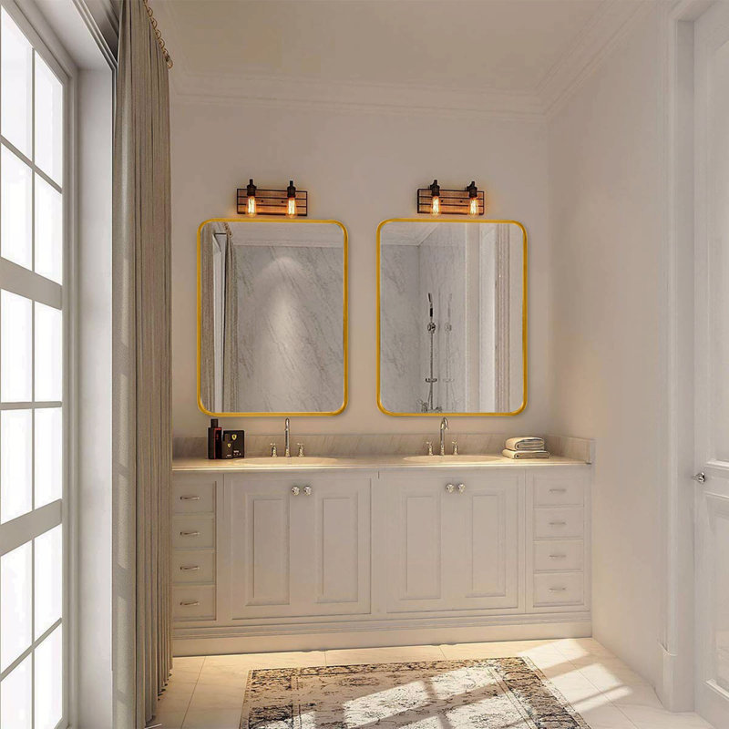 Miroir de salle de bain, Doré, 30 po x 22 po, Rectangulaire