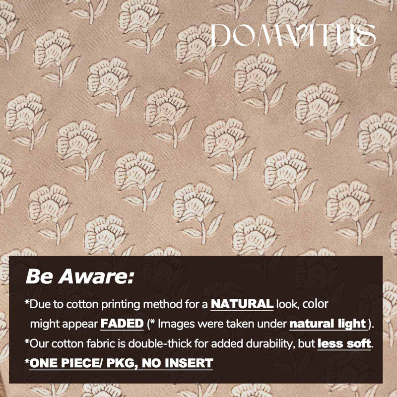 Monza Rustic Elegance Serene Floral Pillow Cover, Light Camel, 18" H x 18" W