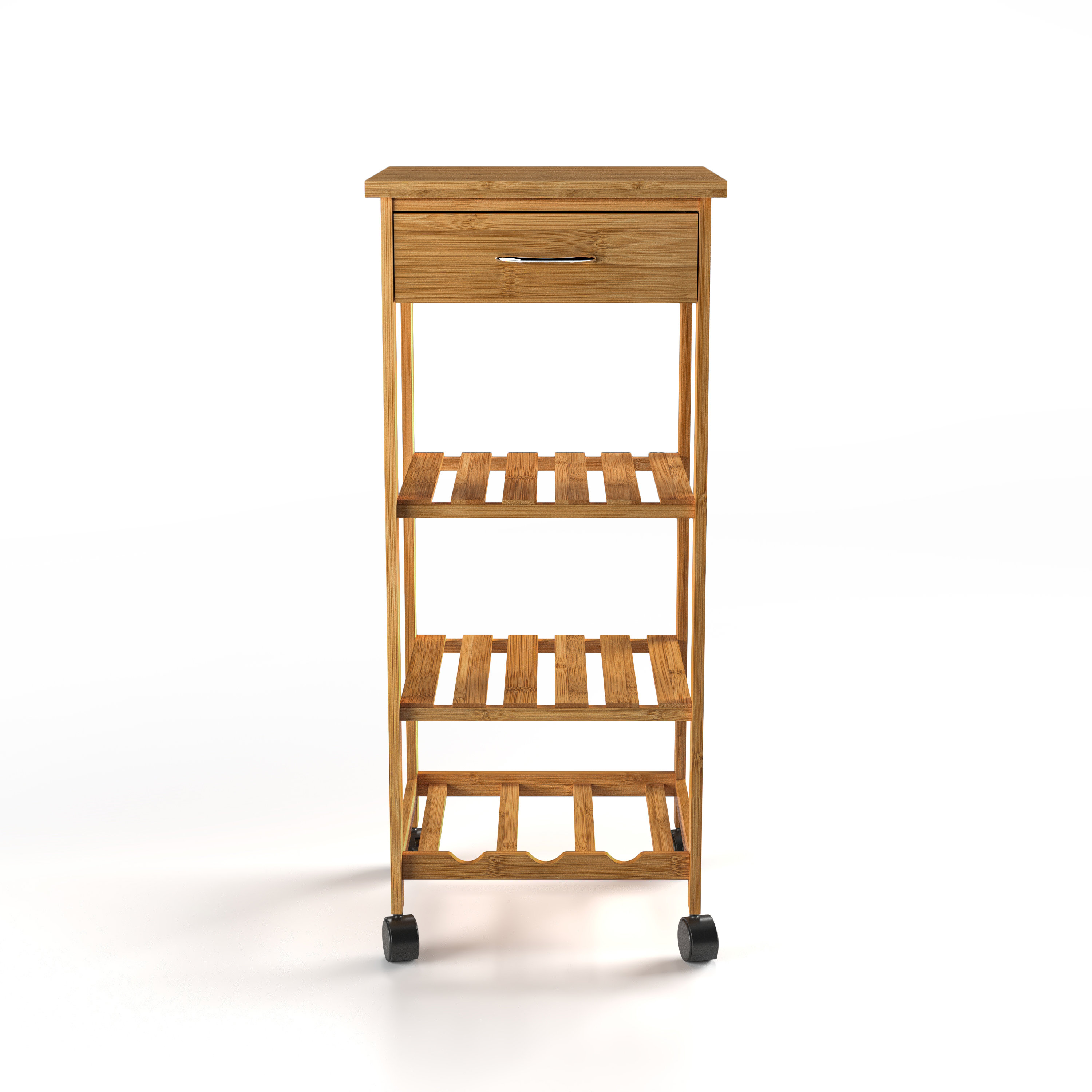 Winston Porter Santasia Bamboo Mobile Kitchen Cart With Drawer And Shelves Wayfair