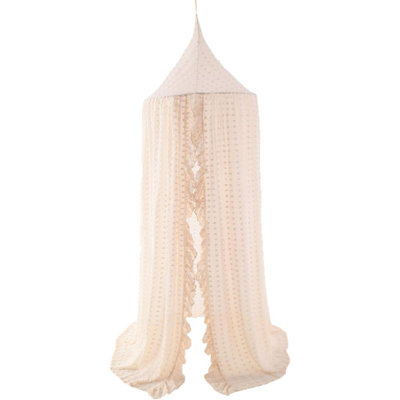 Auvent de lit élégant pour enfants - filet de dentelle en mousseline de soie avec pompon, tente de rêve princesse filles fée, lit de bébé pour chambre de bébé