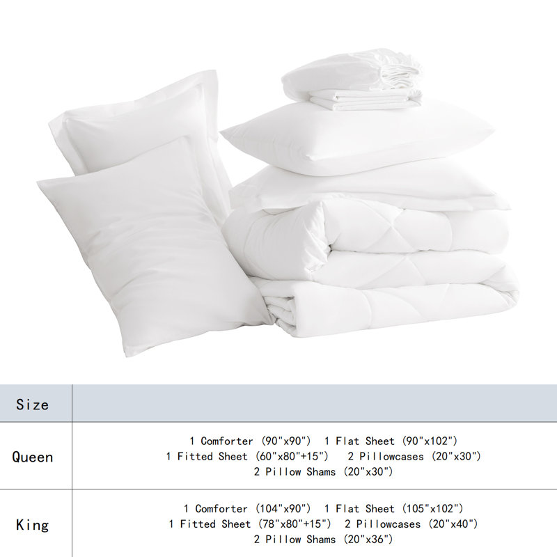 Ensemble de literie pour grand lit 7 pièces doux et respirant, Grand (7 pièces), Blanc