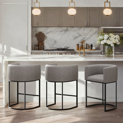 Upholstered Counter Stool with Metal Frame