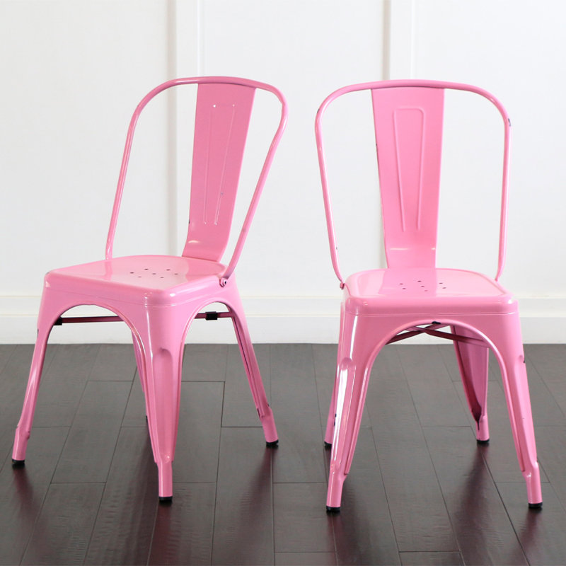 Isaul 15'' H Metal Side Chair, Light Pink