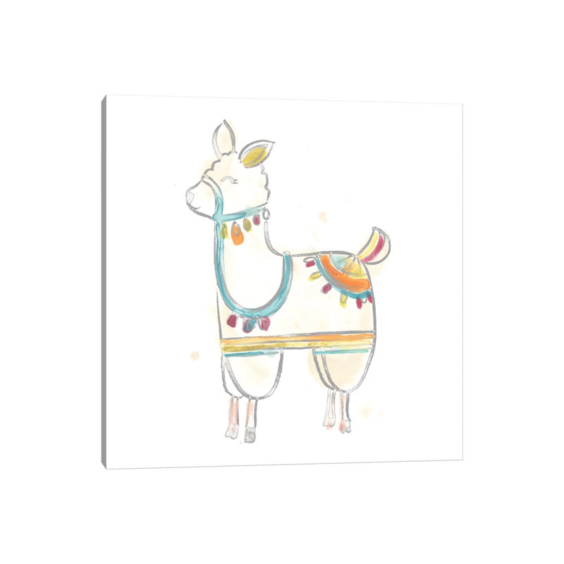 Blockprint Llama III by June Erica Vess - Wrapped Canvas Print, 66.04 cm H x 66.04 cm W x 3.175 cm D