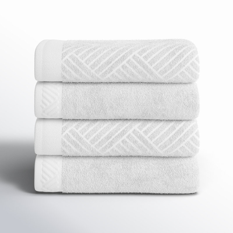 Osterley Certified Egyptian Cotton Jacquard And Solid Bath Towels, White