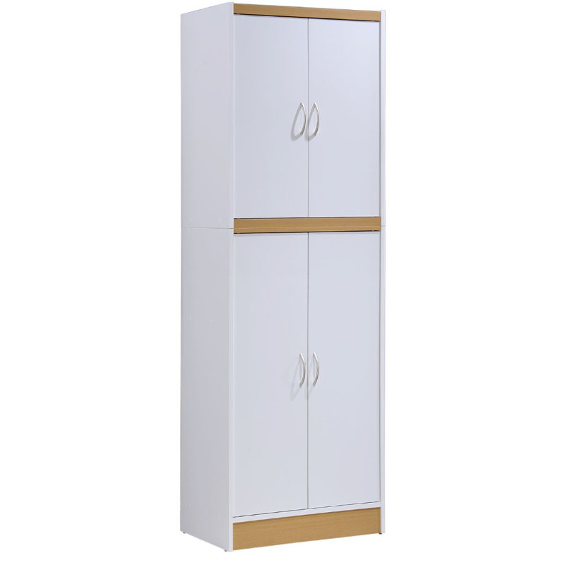 Armoire de cuisine autoportante de 24 po de largeur avec 5 tablettes, organisateur de rangement peu encombrant, Blanc