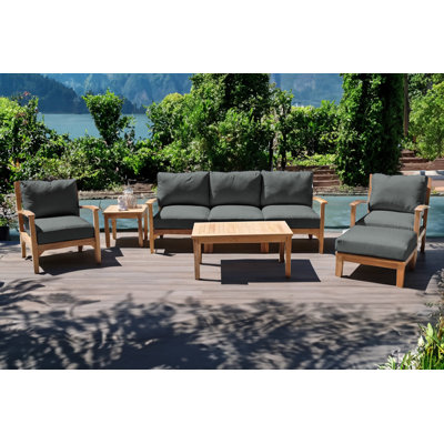 Huntington Teak 5 - Person Patio Conversation Set with Cushions