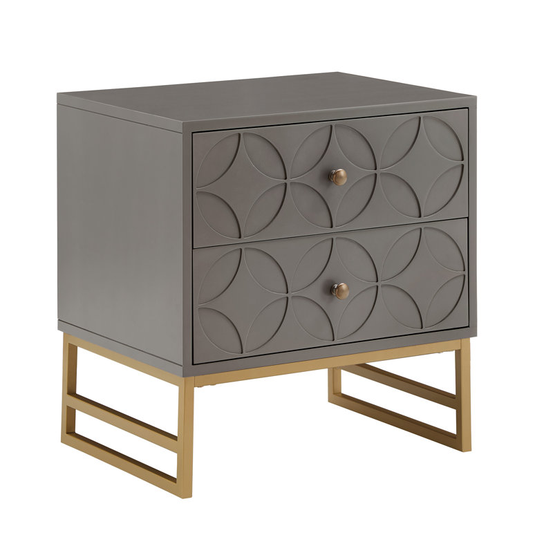 Keeya 23.5'' W Nightstand, Gold/Gray
