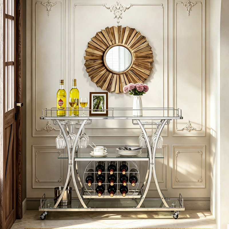 Forbin Metal Bar Cart, Chrome